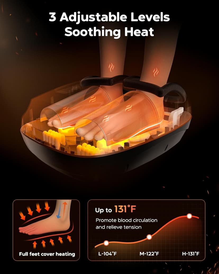 Shiatsu Foot Massager Machine with Heat, 2025 Upgrade Deep Kneading, Full Foot Massager with Remote for Plantar Fasciitis, Neuropathy, Birthday Gifts for Women Mom Men Dad, Up to Foot Size 14