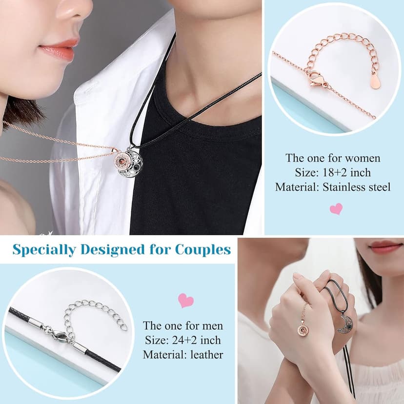 UPROMI Couple Necklace for Boyfriend/Girlfriend/Husband/Man/Soulmate, Anniversary Christmas Birthday Wedding Gifts for Him Her