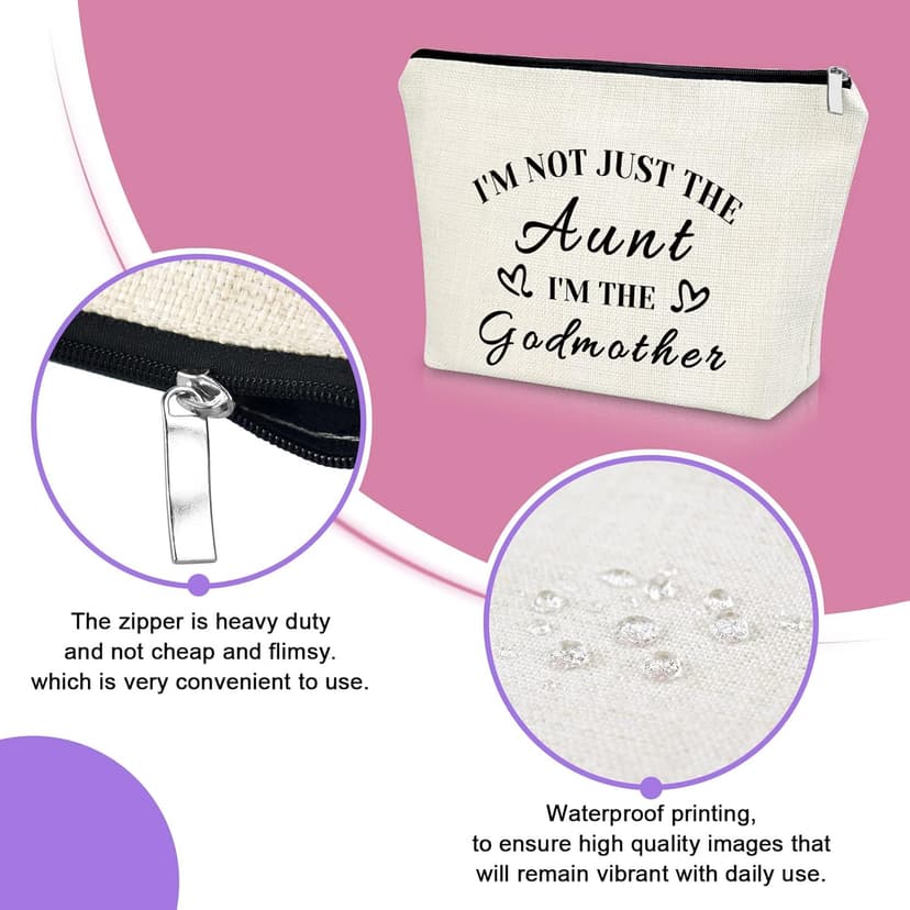 Sazuwu Godmother Aunt Gifts Godmother Gifts from Godchild Baptism Makeup Bag Aunt Christian Proposal Cosmetic Bag Birthday Christmas Mother’s Day Present Travel Pouch