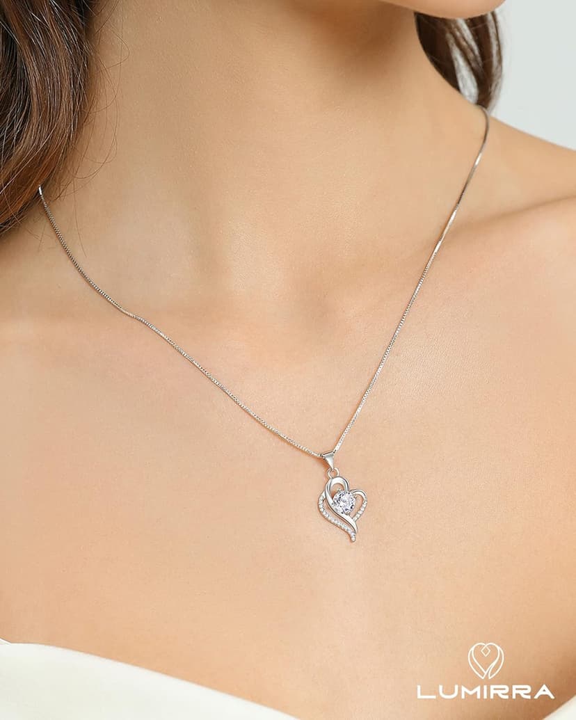 Wedding Anniversary Jewelry Gift for Wife from Husband, Wife Birthday Gift Idea, 1 Carat Moissanite Diamond Pendant Necklace in 925 Sterling Silver with 2 Chains, Romantic and Elegant Present for Her