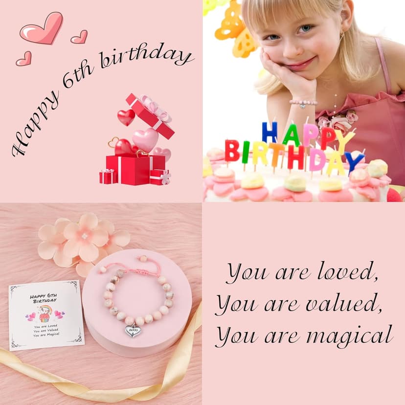 Sereney Birthday Gifts for Girls, Beaded Bracelets as 1 3 4 5 6 7 8 9 10 11 12 13 15 16 Year Old Birthday Gift, Adjustable Stone/Pearl Bracelet as Happy Birthday Gifts for Daughter Granddaughter Niece