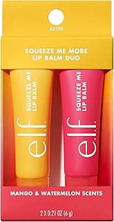 e.l.f. Squeeze Me More Lip Balm Duo, Moisturizing Balm For A Sheer Tint Of Color, Made With Hyaluronic Acid, Vegan & Cruelty-Free, Mango & Watermelon