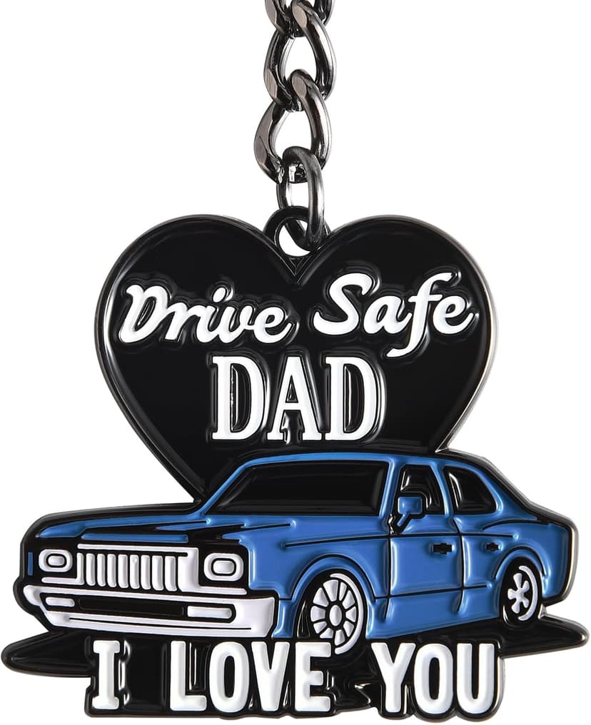 Venhoo Drive Safe Keychain for Dad-I Love you Dad Gifts from Daughter Son Wife, Key Chain Gifts Idea for Daddy Father’s Day, Christmas, Birthday with Gift Box and Note Card