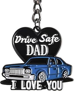 Venhoo Drive Safe Keychain for Dad-I Love you Dad Gifts from Daughter Son Wife, Key Chain Gifts Idea for Daddy Father’s Day, Christmas, Birthday with Gift Box and Note Card