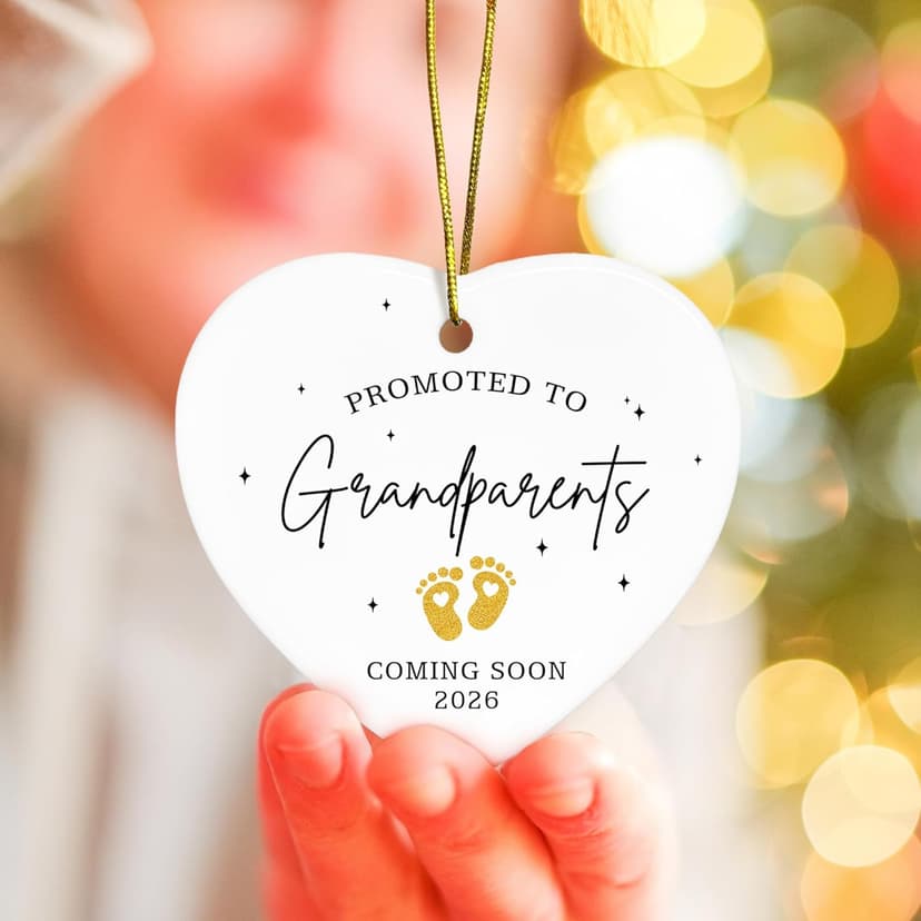 Grandparents Gifts - First Time Grandparents Gifts for Grandma, Grandpa - Baby Pregnancy Announcement Ornament for New Grandma - Grandpa to Be Ornaments 2026 - Ceramic Hanging Ornament