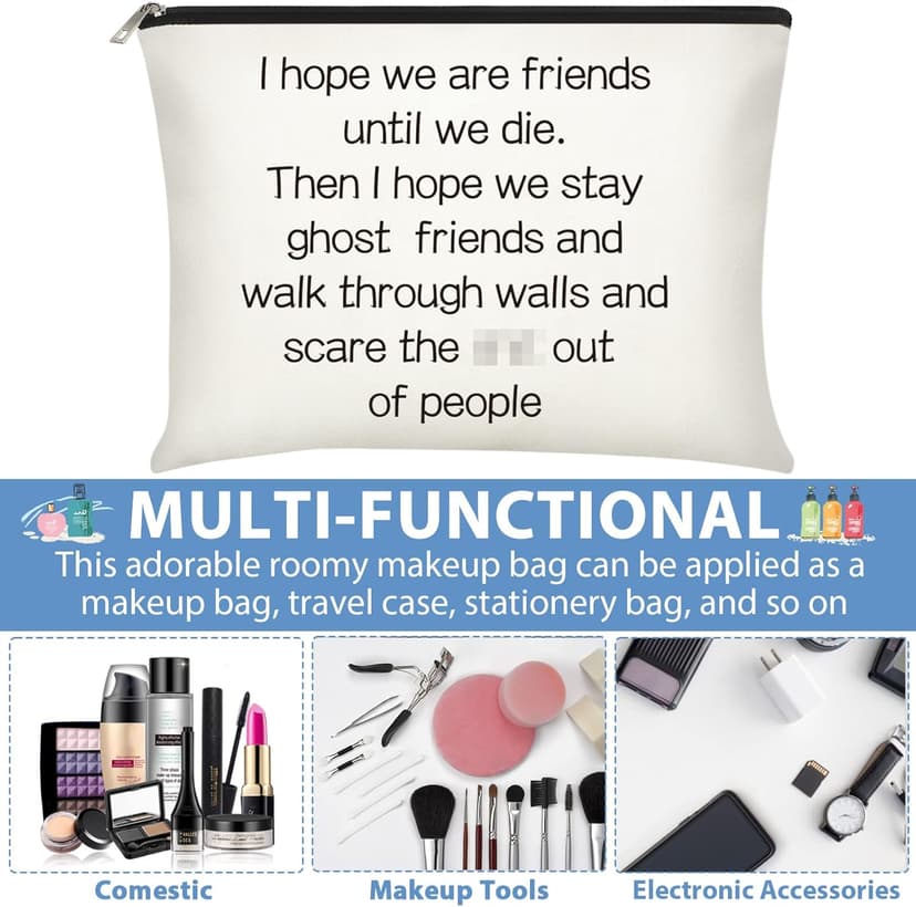 Frienda 3 Pcs Good Friend Gifts Cosmetic Bag for Women Friendship Makeup Bag Travel Cases for Birthday Graduation Moving Away Christmas Bestie Soul Sister(Trend Style)