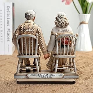 CHILLEVER Custom Growing Old Together Standing Wooden Plaque, Personalized Christmas Gift For Couples, Heartfelt Gifts For Him, Gift For Parents, Grandparents Gifts Design 5