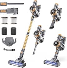 Cordless Vacuum Cleaner, 30Kpa Vacuum Cleaners for Home, Stick Vacuum with LED Display, 2 Roller Brushes for Anti-Tangle & Hard Floor, 6 in 1 Lightweight Vacuum for Hard Floors Carpet Pet Hair