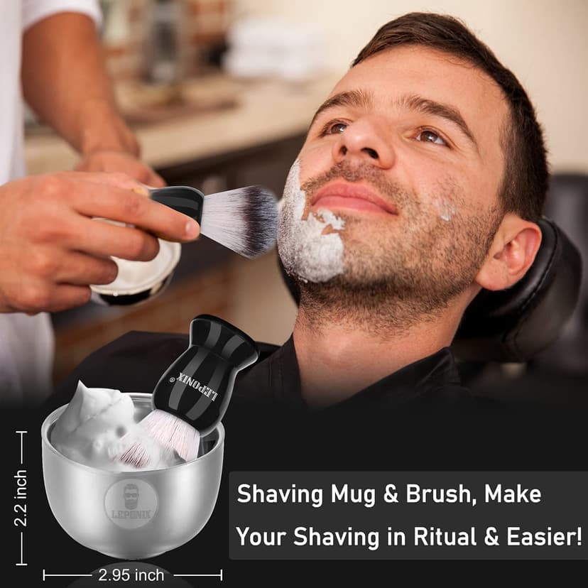 Shaving Kit for Men, Include Safety Razor, Sandalwood Cream, Aftershave, Pre Shave Oil, Shaving Brush and Bowl, Shaving Apron Bib -Unique Gifts for Him Stocking Stuffers