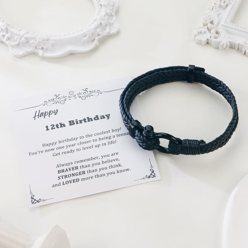 Sereney 9 10 11 12 13 15 16 18 21 30 40 50 60 Year Old Birthday Gifts for Him Boys, Handmade Triple Protection Bracelets as Adjustable National Boyfriend Day Bracelets for Boys Son Grandson Dad Man