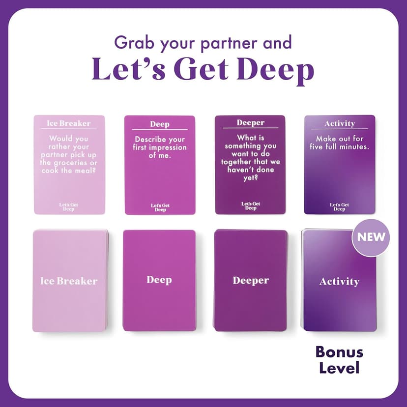 Let's Get Deep by Relatable, A Question Card Game for Couples, Great for Date Night Ideas, Holiday Couples Gifts, and Long Distance Relationship Gifts, Includes 200 Cards to Build Up Intimacy