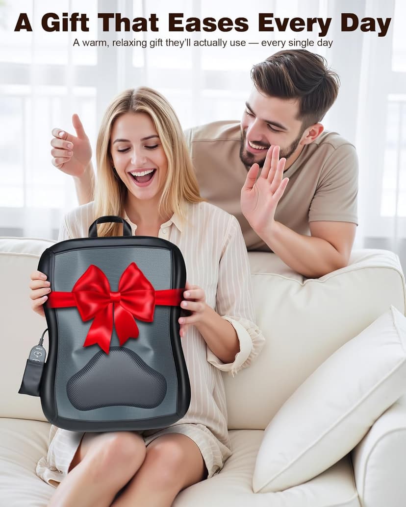 Shiatsu Back Massager with Heat : Up and Down Rolling Massage - Electric Back Massager for Pain Relief Deep Tissue - Heated Lower Back Massager for Office, Home Use