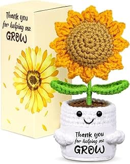 U-Goforst Teacher Appreciation Gifts, Emotional Cheer Thank You Gifts for Women Boss Coworkers Friends, Support Positive Handmade Crochet Sunflower Pot for Birthday Christmas Last Day of School