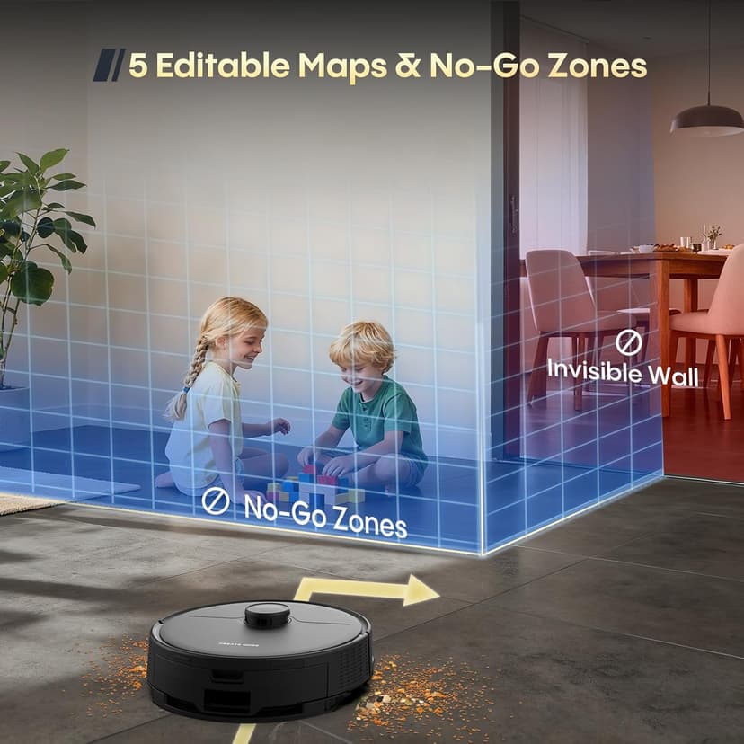 Robot Vacuum and Mop, Self Emptying Station for 90 Days, 5000Pa Suction, 3-in-1 LiDAR Navigation, Home Mapping, No-Go Zones, Wi-Fi/App/Alexa, Hard Floors, Carpet