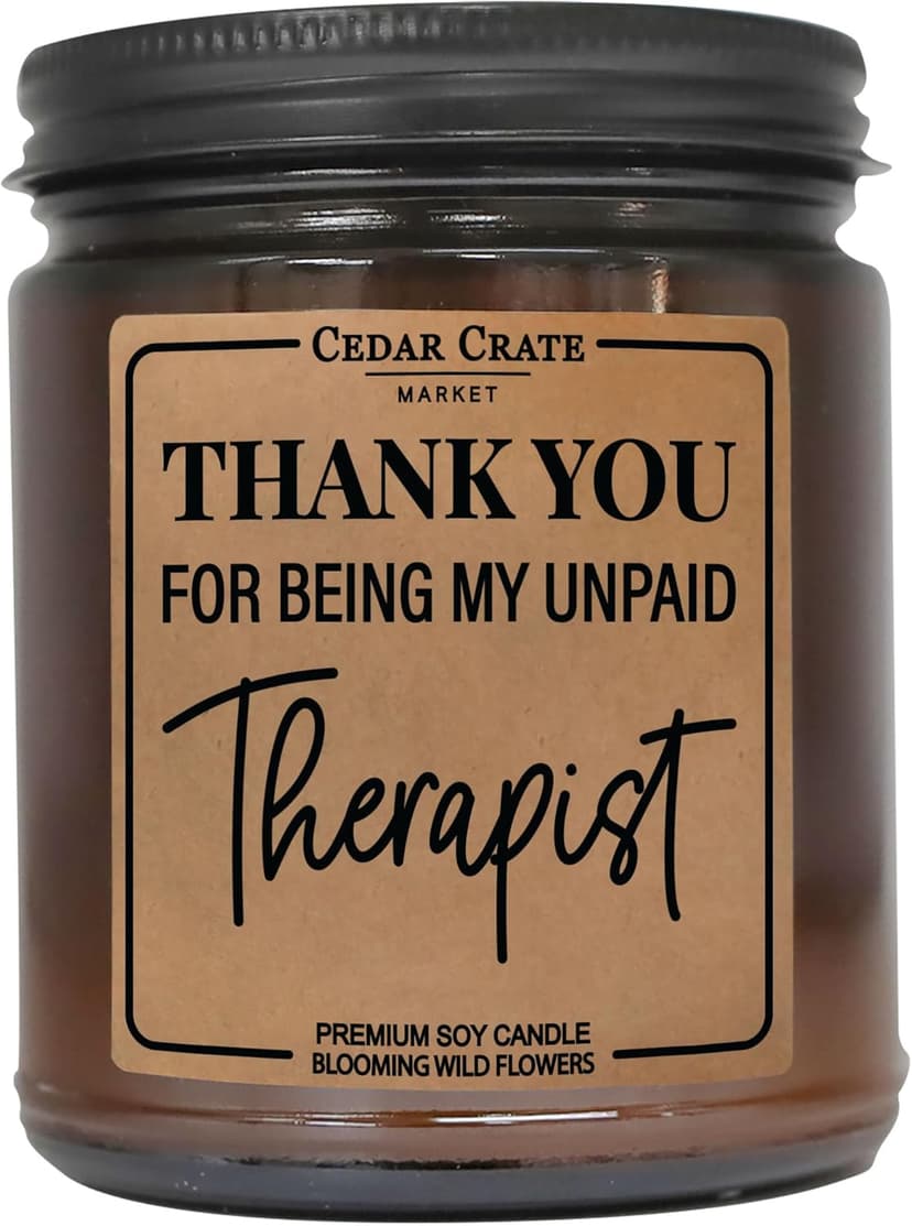 Gift for Best Friend | Thank You for Being My Unpaid Therapist | Scented Candle Gift Idea for Best Friend, BFF, Sister, Mom, Girlfriend, Boyfriend on Birthday, Christmas Candles -Blooming Wildflowers