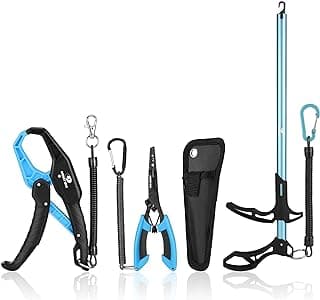 Mossy Oak Fishing Tools Kit- Fishing Plier, Fish Lip Gripper, Multifunctional Fishing Hook Remover with Lanyards Sheath, Saltwater Resistant Fishing Accessories & Equipment, Fishing Gifts for Men