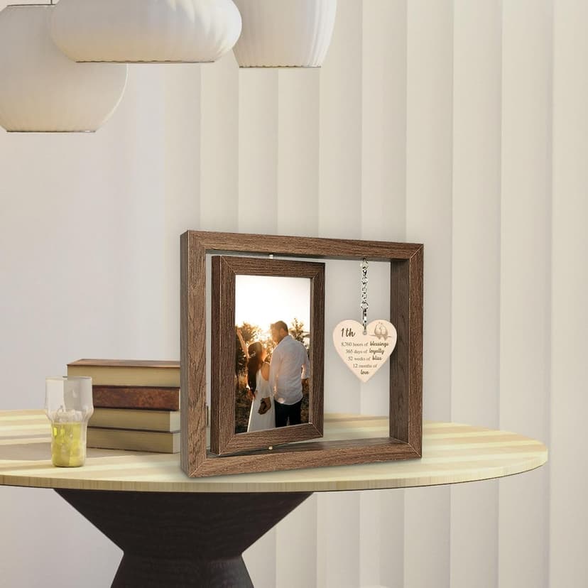 1 Year Anniversary Picture Frame Gifts, 1st Anniversary Frame for Her Him Girlfriend Boyfriend, Display Two 4x6 Inch