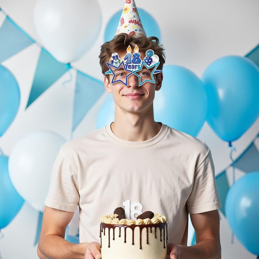 Konsait 18th Birthday Glasses - 18 Pack Blue Silver Paper Glasses 18th Birthday Gifts for Boy, Party Decorations, Accessories & Photo Props