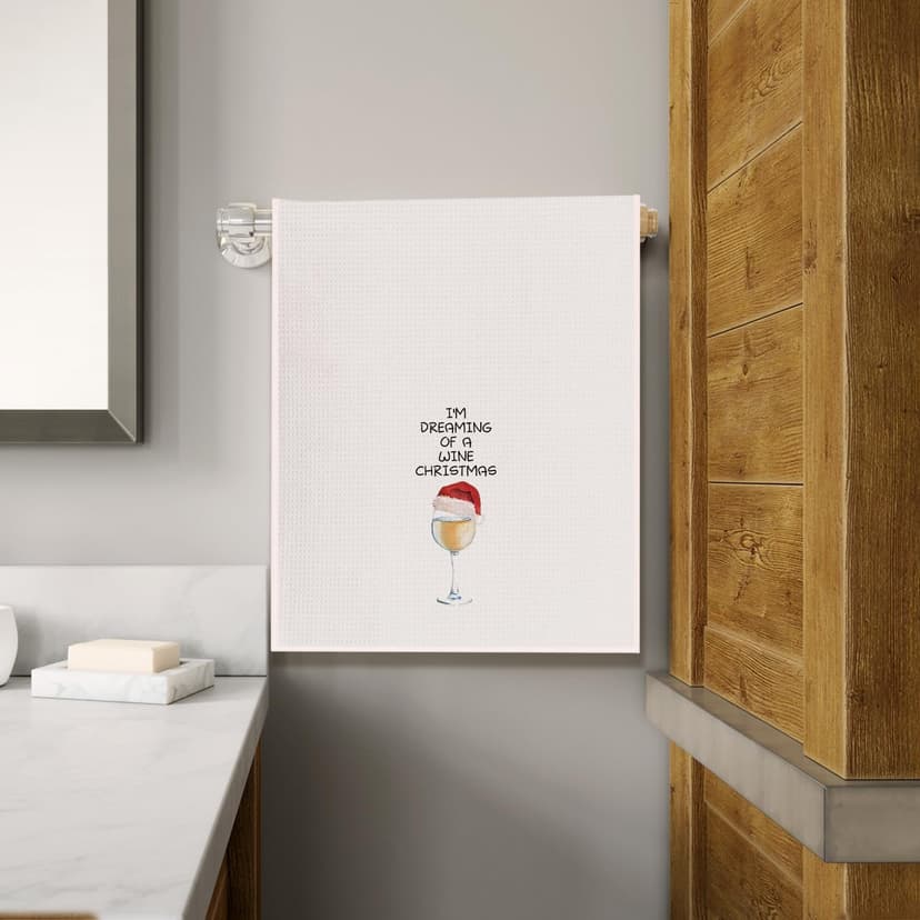 Christmas Wine Kitchen Towels - Hand, Dish, and Tea Towels for Wine Lovers - Funny Gift for Women - 16 X 24