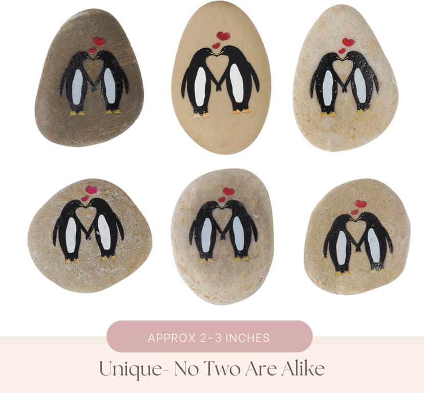 1 Year Anniversary for Boyfriend or Girlfriend - Penguin Pebble Gift- First Wedding Anniversary for Husband or Wife - One Year Together Keepsake