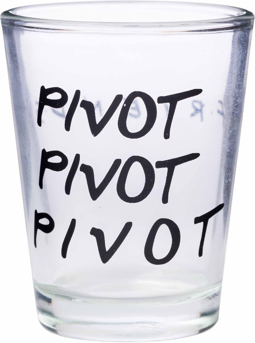 Silver Buffalo Friends Iconic Quotes "You're My Lobster," "How You Doin'" "Pivot," and "We Were On A Break!" 4 Pack Mini Glasses, 1.5 Ounces