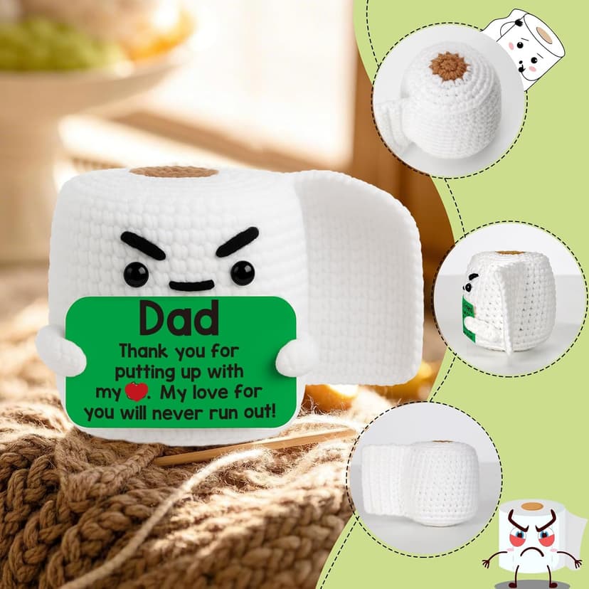 Dad Birthday Gifts for Dad from Daughter Son Christmas Funny Small Gag Cool Handmade Crochet I Love You Daddy New Bonus Step Best Dads Ever Thank You Fathers Day Christmas Stocking Stuff Gift