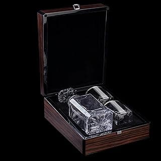Premium Wood Gift Box w/Decanter Set - 2 Rock Glasses, Crystal Decanter, Bourbon, Whiskey, Gifts for Men, Dad, Father’s Day, Birthday, Weddings, Groomsman, Gift Ideas