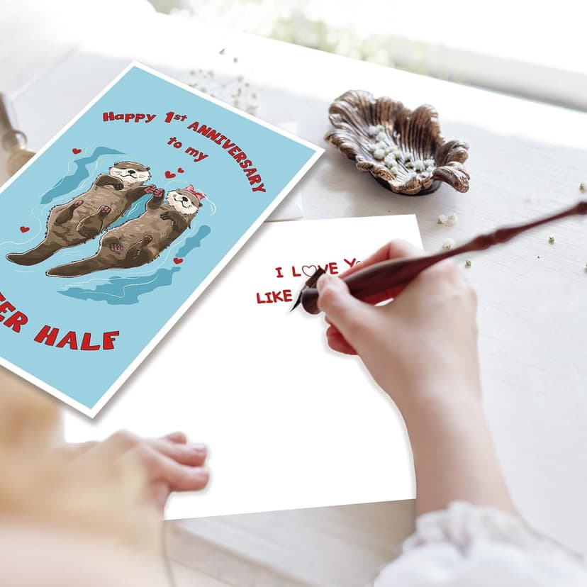 Happy 1st Anniversary Card Gift for Husband,Wife,First Anniversary Card for Boyfriend or Girlfriend,Romantic One Year Wedding Anniversary Card for Women Men Him Her