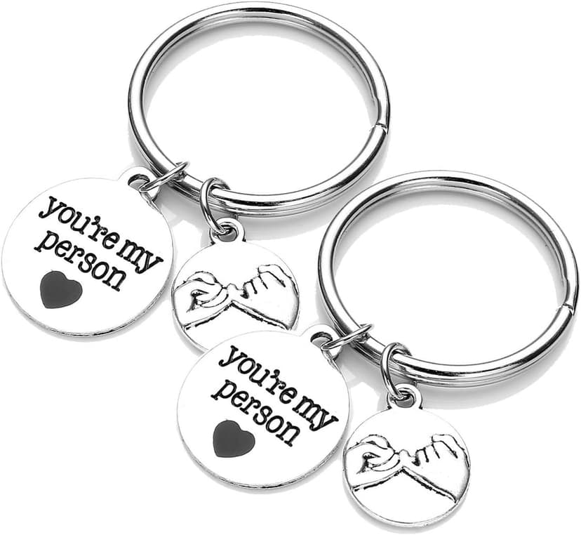 Jovivi 2pcs You Are My Person Pinky Promise Charm Pendant Keychain Jewelry Set - Valentines Day Best Friend Gift