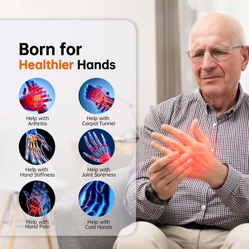 Hand Massager with Heat and Compression for Arthritis and Carpal Tunnel Relief, Finger Wrist Hand Therapy Equipment Pain Relief,Thoughtful Gifts for Women,Man(Gray)