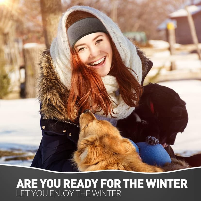 JOEYOUNG Fleece Ear Warmers for Men Women Kids - Winter Headband Ear Muffs Ear Covers for Cold Weather Running Cycling Ski