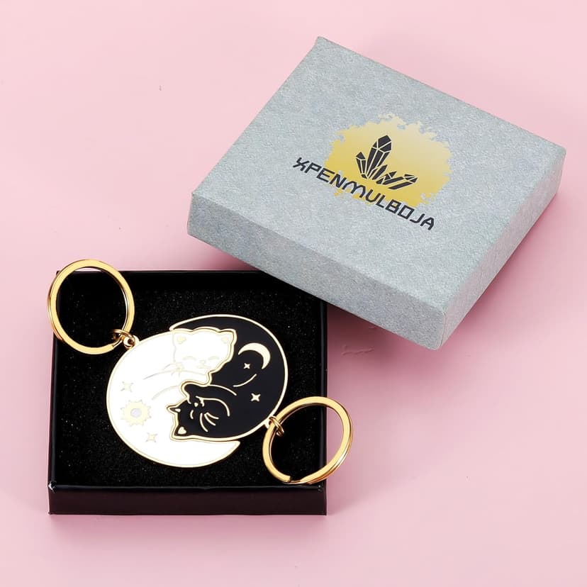 XPENMULBOJA Couple Gifts for Boyfriend Girlfriend Fathers Day Cat Dad Keychain Anniversary Matching Couple Stuff for Wife Husband Him Her Christmas Stocking Stuffer for Women Men Cat Lover