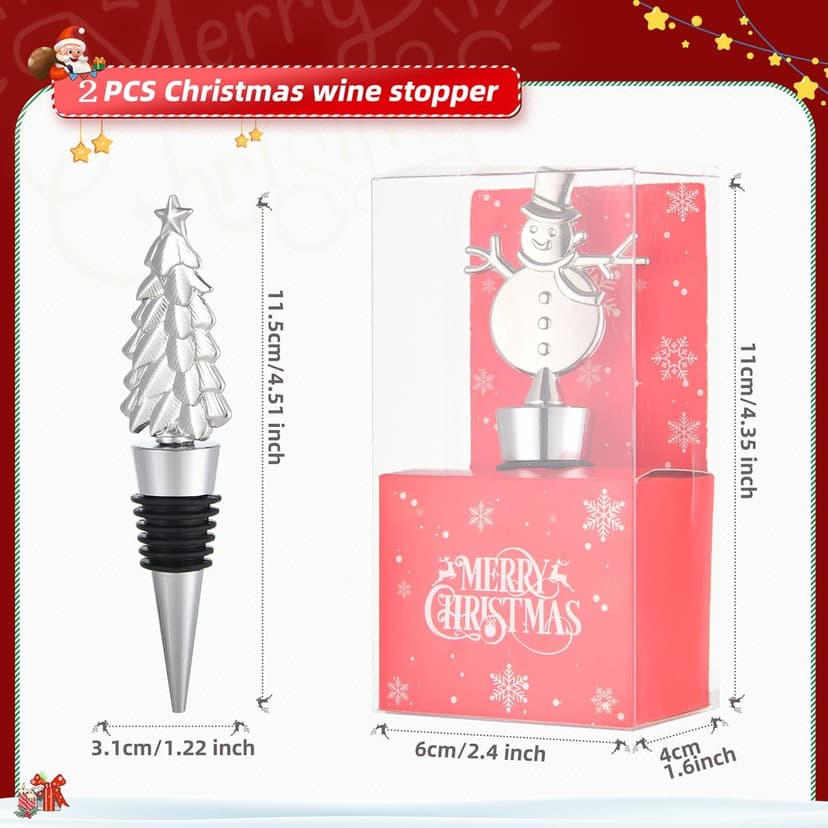 Christmas Wine Bottle Stoppers Set of 2, Wine stoppers for Christmas Thanksgiving Halloween and Easter Decorative, Xmas Wine Stoppers Gift for Hostess - Wine Corker/Wine Bottle Sealer