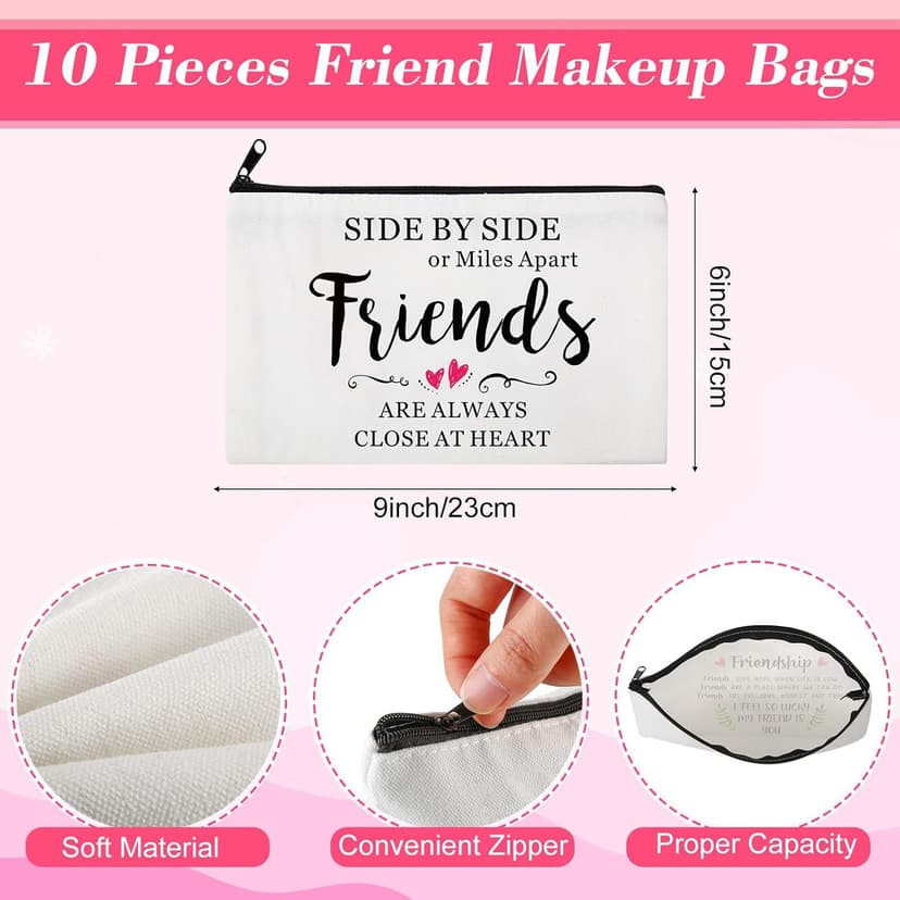 Abbylike 20 Pieces Friends Gifts Bulk for Women Friendships Bracelet Makeup Bag Friendsgiving Long Distance Gifts for Galentines Valentine Day Friend Group Birthday Family Sister