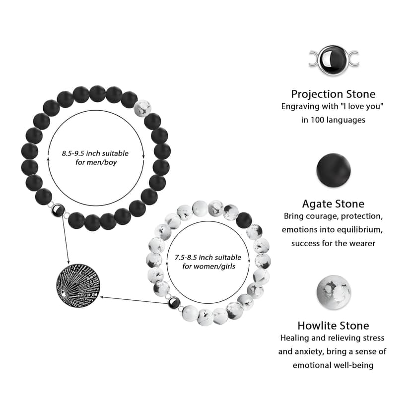 PEALICIOUS Gifts for Girlfriend, Bracelets for Girlfriend Matching Couple Bracelets with 100 Languages, Adjustable Girlfriend Birthday Gifts as BF and GF Love Bracelet Romantic Jewelry