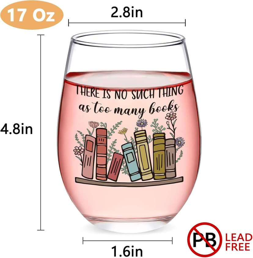 Futtumy Gifts for Book Lovers Women, Book Lover Wine Glasses 17oz, Gifts for Readers Book Lovers, Funny Reading Bookish Book Lovers Gift for Birthday Christmas Mother's Day