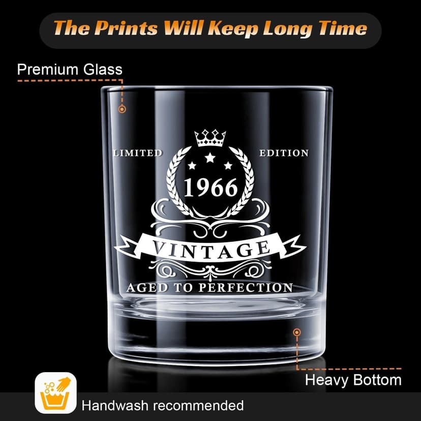 LIGHTEN LIFE 80th Birthday Gifts for Men 12 oz,1945 Whiskey Glass in Valued Wooden Box,Birthday Bourbon Glass for 80 Years Old Dad,Husband,Friend,80th Bday Gift Ideas