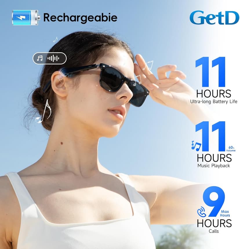 AI Glasses for Men & Women, Smart Glasses Powered by ChatGPT, AI Real-time Translation with 145 languages, 11H Music Play, Bluetooth Sunglasses with Polarized Lens, UV Protection for Daily Use, Travel