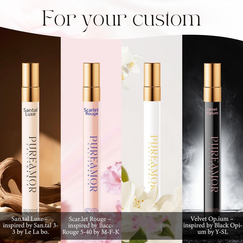 Pheromones Perfumes for Women, 4-pack Giftbox Perfume Set, Amber Vanilla, Saffron Amber, Woody Citrus, Spicy Sandalwood, 1.64fl. Enhanced Scents Pheromone Cologne for Men&Women,Travel Size Perfumes