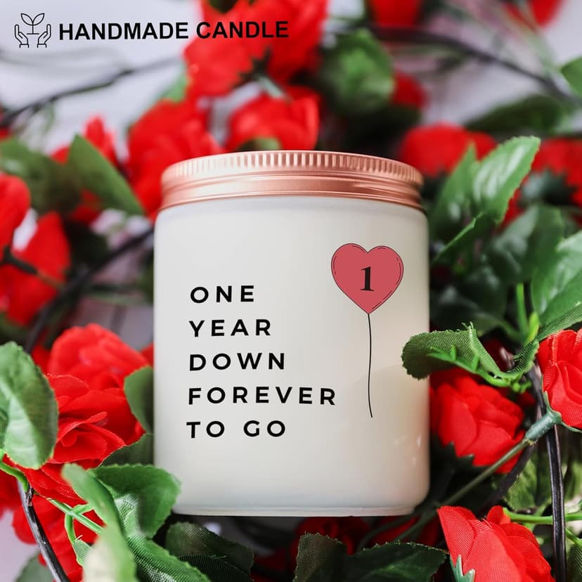 One Year, 1st, 1 Year, First Anniversary Candle Gifts for Him Her Couple- Best Happy Paper Anniversary Girlfriend Boyfriend Wife Husband Romantic Gift
