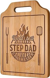 AceThrills Step Dad Gifts for Step Dad Birthday, Christmas, Fathers Day - Engraved Bamboo Cutting Board 12.3"L x 8.7"W x 0.4"Th