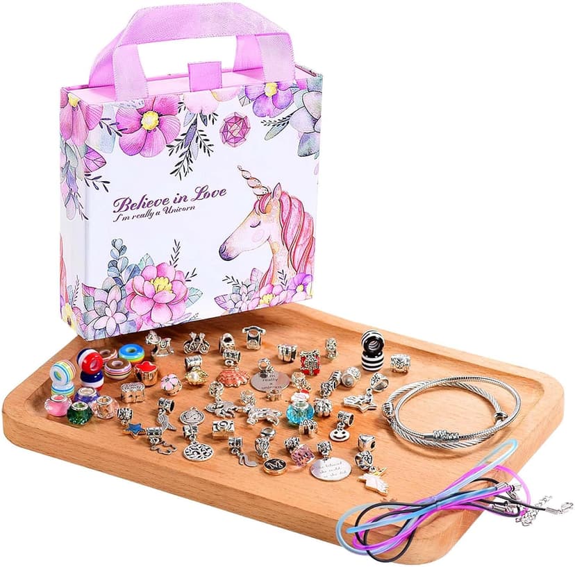 COO&KOO Girls Charm Bracelet Making Kit: Unicorn Jewelry Making Kit Gifts Crafts for Girl 8-12 A Perfect Girls Toy for Ages 6 7 8 9 10 Girl That Imagination Self-Expression and Inspires Creativity