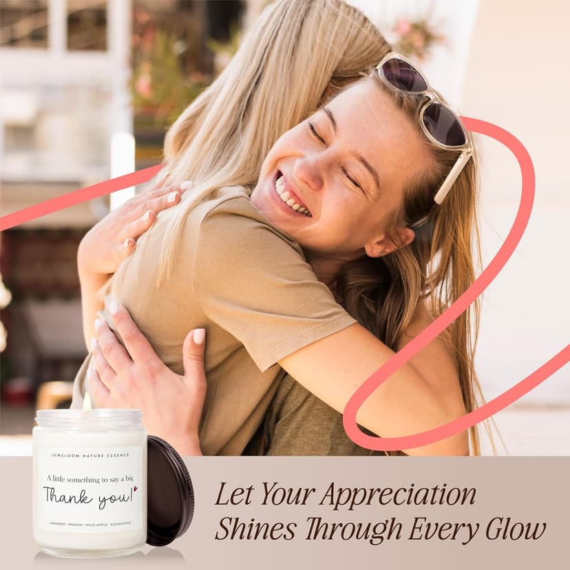 Thank You Gifts for Women, Men - 9oz Lavender Scented Soy Wax Candle - Thank You Candle, Hostess, Appreciation Gifts for Women, Teacher, Coworkers, Friend, Nurse, Boss, Christmas