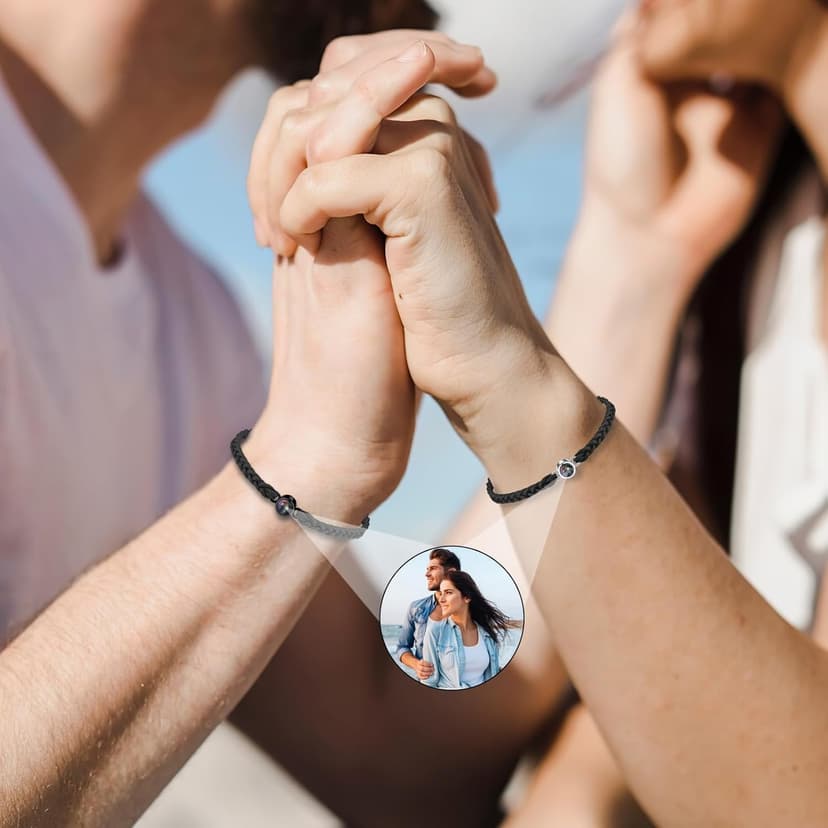 Custom Bracelets with Picture Inside, Picture Bracelet Personalized Photo Projection Bracelets, Valentine’s Day Birthday Christmas Gifts for Women/Men