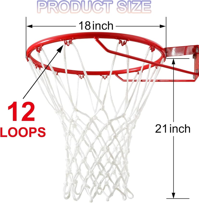 Basketball Net Outdoor,(7.16 oz) 12 Loops Professional Heavy Duty Basketball Net Replacement,All Weather Anti Whip,Suitable for Outdoor Standard Basketball Hoop