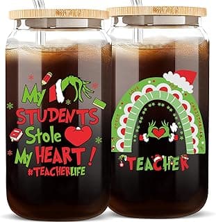 Teacher Christmas Gifts,16oz Funny Christmas Grin-ch Cups for Teachers,Teacher Appreciation Gifts,Thank You Gift End of The Year Teachers Gift for Women from Student