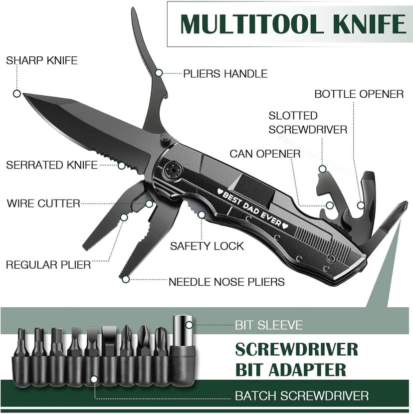 Gifts for Dad from Daughter Son,Multitool Pocket Knife "BEST DAD EVER",Christmas Birthday Fathers Day Dad Gifts,Unique Camping Hunting Cycling Gift Ideas for Dad
