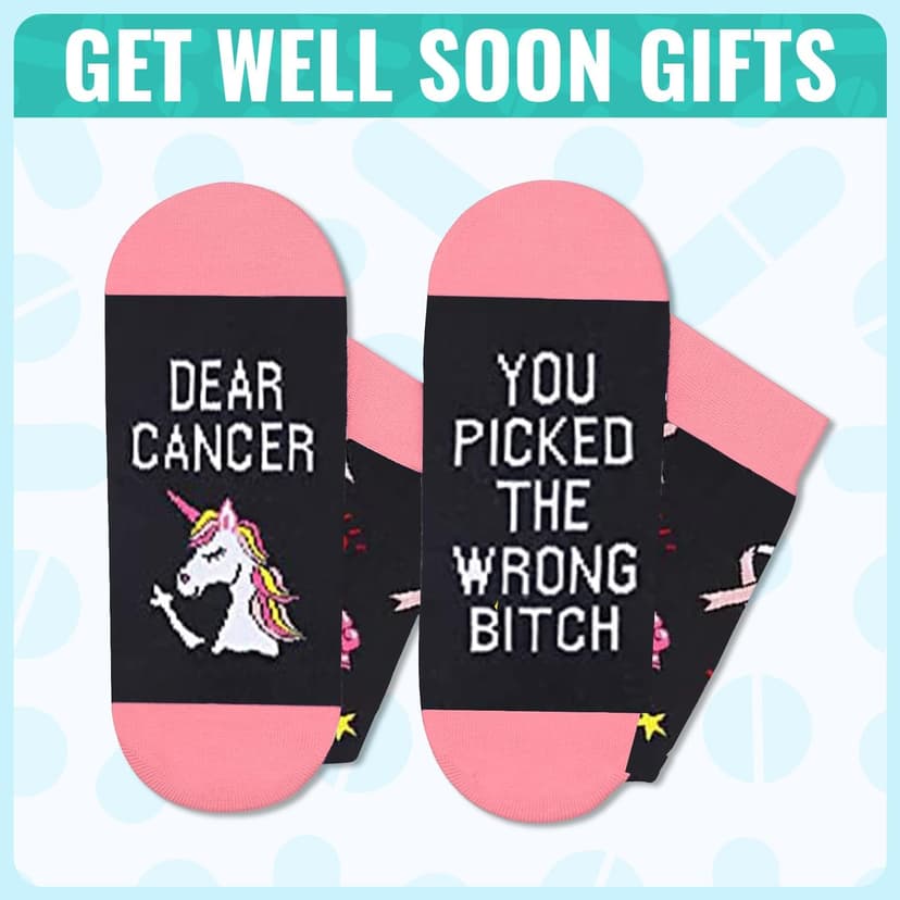 HAPPYPOP Cancer Awarenesss Gifts - Women Men Socks for Breast Cancer Survivor Chemo Patient