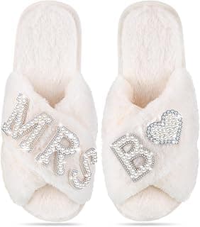 Tarpop Bride Slippers Mrs Slipper for Wedding with Personalized Initial Pearl Design Bridal Gifts