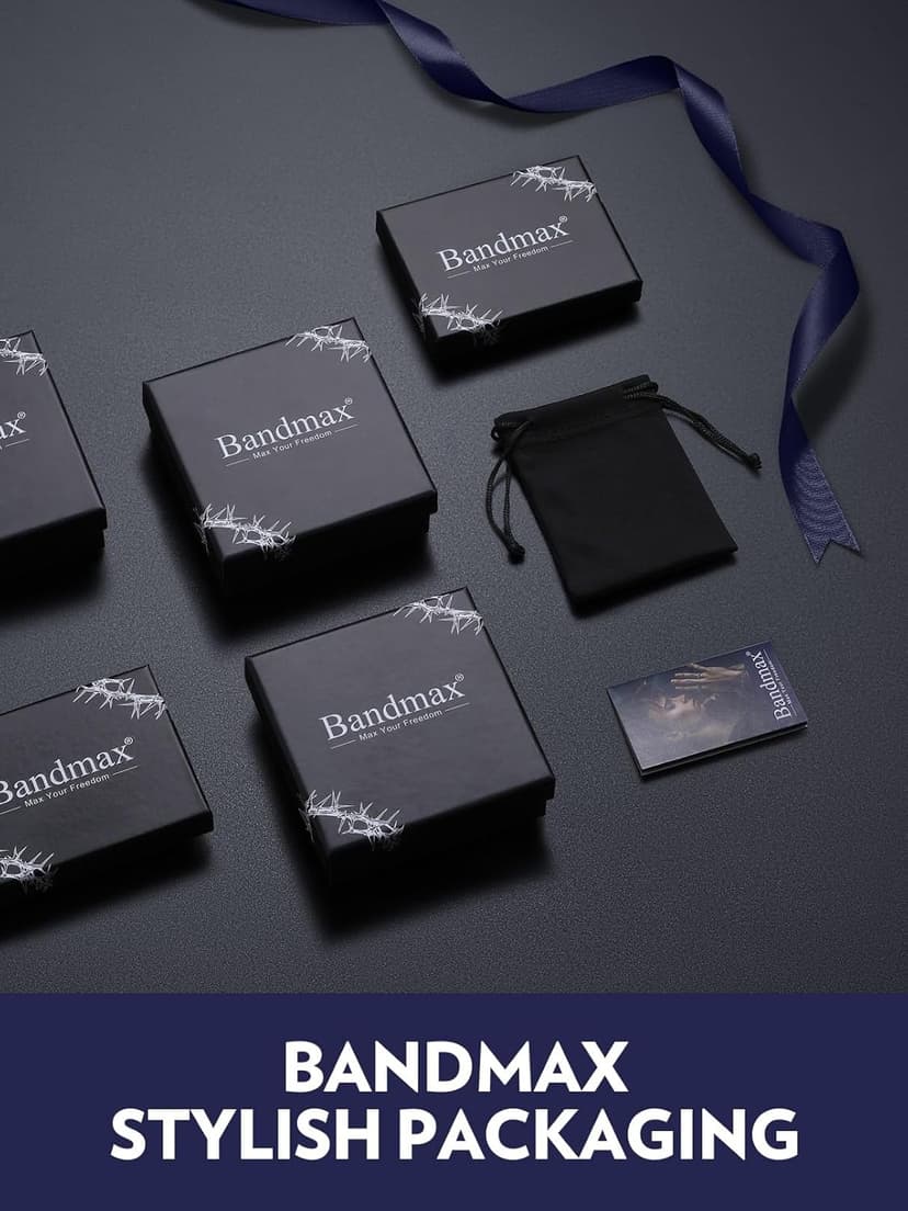 Bandmax Inifinity Love Knot Cuban Link Chain Bracelets for Men Stainless Steel/Black Mens Bracelet with Love Message Card Gift for Son Grandson Husband Father